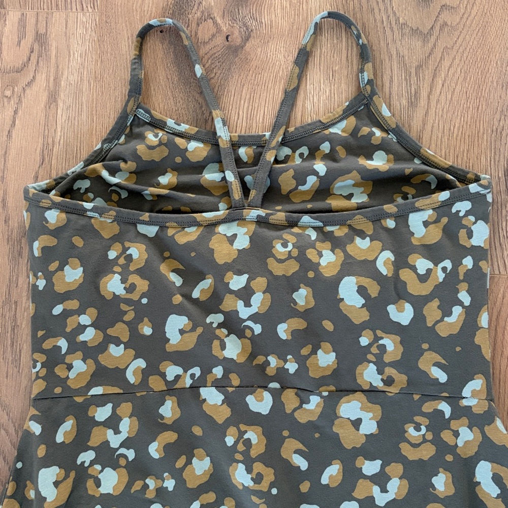 Pact Organic Fit & Flare Midi Dress Leopard Print Green - Picture 7 of 8